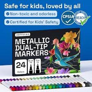 lot 6385 image: Artistro Acrylic Dual-Tip Markers 24 Colors Brush Fine Tip