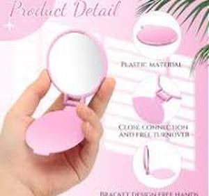 lot 10133 image: RFO Cosmetics Double Compact Mirror with Pink Lids