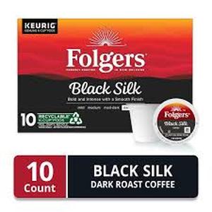 lot 20162 image: Folgers Black Silk Dark Roast K-Cup Pods 10 Count 2.80 oz