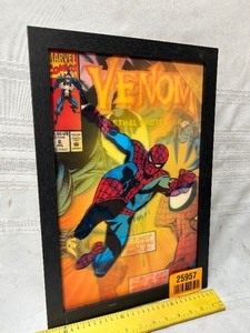 lot 25957 image: Spiderman, Venom, and Hustle Framed Photos
