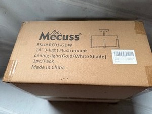 lot 25926 image: Mecuss 14 3-Light Flush Mount GoldWhite