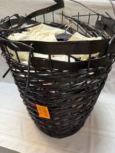 lot 25934 image: Black Whickered Basket w Misc. Clothes