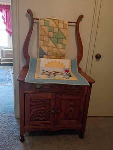 lot 908 image: Vintage Wooden Stand 1 drawer and bottom storage.  53 x 29 x 17.  Located upstairs