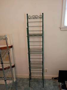 lot 927 image: Green Metal Shelf.  58 x 12 x 12.    Located upstairs