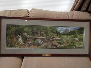 lot 937 image: Framed Art by Bev Dolittle.  1997  Music in the Wind.  18 x 44