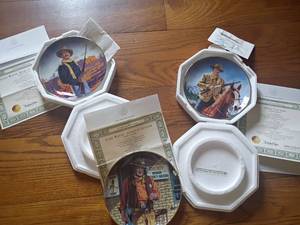 lot 943 image: 3 John Wayne Collector Plates.  8in. With COAs