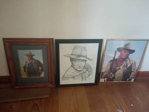 lot 944 image: 3 John Wayne Pictures.  Largest 21 x 18