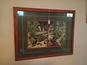 lot 968 image: Framed Wall Decor.  By Bev Doolittle.  Forest Has Eyes.  23 x 29.  Located in basement