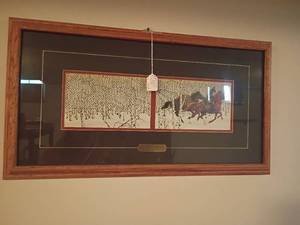 lot 969 image: Framed Wall Decor by Bev Doolittle.  Sacred Ground.  16 x 29.   Located in basement