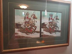 lot 972 image: Framed Wall Decor by Bev Doolittle.  Guardian Spirit. 18 x 27.  Located in basement