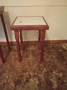 lot 984 image: Another Small Square Table.   19 x 14 x 14.   Located in basement