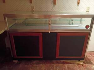 lot 1007 image: Display Cabinet with Bottom Storage.  37 x 60 x 20.  Located in basement