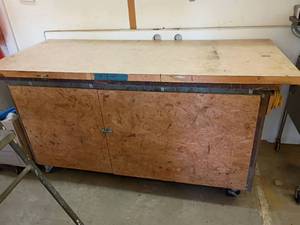 lot 1029 image: Homemade Router Table with Extra Top and 3 Routers.  .  35 x 64 x 29
