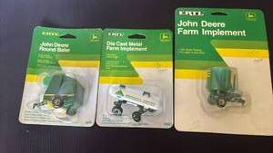 lot 1111 image: ERTL John Deere Farm Implement 164 Scale Replica Lot of 3