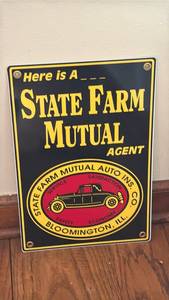 lot 1148 image: State Farm Mutual Agent Metal Sign Bloomington Illinois