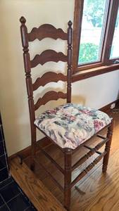 lot 1150 image: Ladder-Back Chair with Floral Upholstered Seat