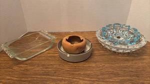 lot 1205 image: Decorative Glass Ceramic Ashtrays and  1 COOK Ashtray
