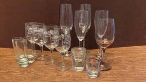 lot 1220 image: Stone Hill Winery Glassware  Mixed Wine Glasses and Tumblers Shots