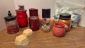lot 1221 image: Scented Candle Jars, Holders, Rose Shaped Candles Mixed Styles