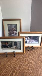 lot 1234 image: Framed Artwork with Iron Stands. Largest 16x13