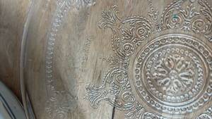 lot 1404 image: Fire King Decorative Plate with Ornamental Design and Coin Motif and Pyrex Dishes