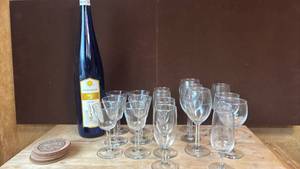 lot 1429 image: Sonoma Brand Wine Glasses and Bottle Lot