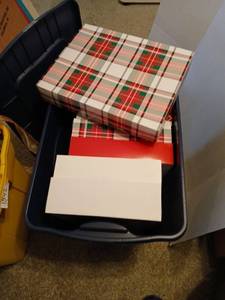 lot 1543 image: Christmas boxes with tote and lid