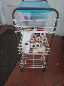 lot 1622 image: Rolling Storage Cart 3-Tier Wire Baskets 15x10x15 with thread