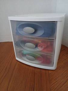 lot 1638 image: 3-Drawer Storage Organizer with Assorted Ribbon and Trim Collection and fabric