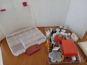 lot 1640 image: Sewing and Craft Supply Storage Organizer Set with Containers and Accessories