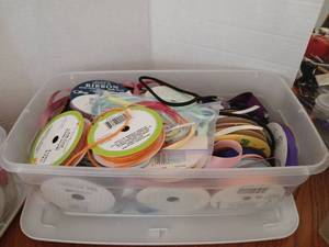 lot 1642 image: Craft Supply Lot Ribbons, Trims, Lace, and Explosion Board Kit