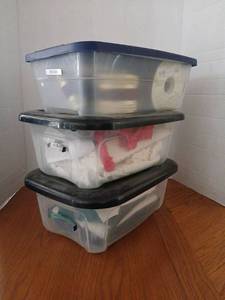 lot 1678 image: Storage Container with ribbon lace and fabric