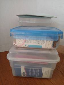 lot 1680 image: Sewing & Crafts Lot Storage Containers with rik rack