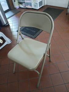 lot 1701 image: Folding metal  Chairs Set of 7 Beige