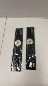 lot 1801 image: 2 Analog Wristwatches with Eagle Seal Face and Black Leather Straps