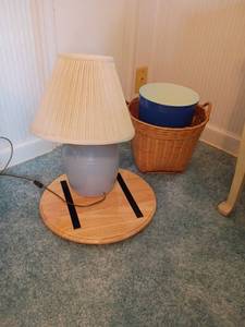 lot 2008 image: Table Lamp, 16in. With Trash Cans and Lazy Susan, 14in. diameter