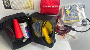 lot 4302 image: Emergency Car Kit with Booster Cables First Aid Jumper Poncho