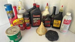 lot 4314 image: Mixed Automotive & Small Engine Fluids Lot - Coastal Mercon V, Sea Foam, HEET, PJ1, DeWalt, Quaker State