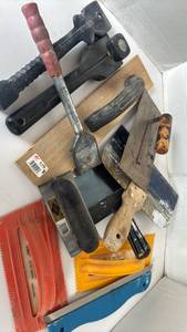 lot 4317 image: Hand Tools Lot Hammer Chisel Scraper Putty Knife Saw Assorted