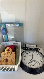 lot 4353 image: Acurite Clock Thermometer and Rotary Trimmer and more