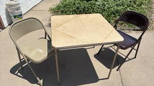 lot 4501 image: Folding Table with Two Folding Chairs