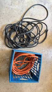 lot 4511 image: Extension Cords Lot 2 Black Cord Orange Cord 50ft