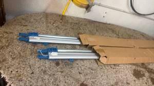 lot 4520 image: Double Table Saw Guides with Blue Plastic End Brackets �� 2 Units 50.5 each