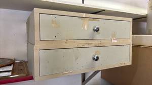 lot 4529 image: 2-Drawer Storage Cabinet Unit with Chrome Knobs Each has individual Hardware for Hanging 6x24x16