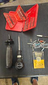 lot 4603 image: Hand Tools Lot Drill Bits Screwdrivers Hinged Case