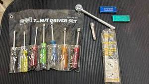 lot 4604 image: Bamber 7 pc Nut Driver Set Model 924 with 4 in 1 Tool Gauge