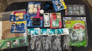 lot 4611 image: Hardware Supplies Lot Chair Tips Mounting Squares Fasteners Brackets