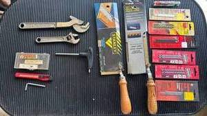 lot 4734 image: Stanley Hand Tool Lot Saws Chisels Wrenches Blades