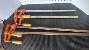 lot 4802 image: 4 Bar Clamps with Wooden Handles Models 37-1 37-3 3701 3703