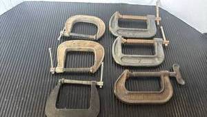 lot 4803 image: Lot of 5 C-Clamps Assorted Sizes Standard Olympia Cincinnati Tool